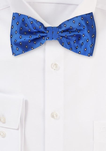 Diamond Check Bow Tie in Sapphire Blue