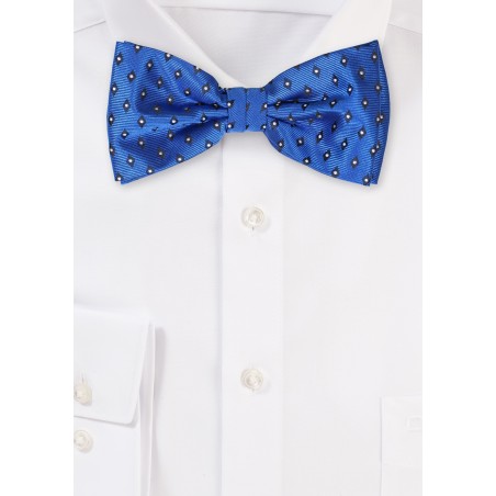 Diamond Check Bow Tie in Sapphire Blue