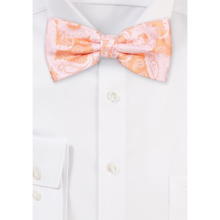 Orange and Silver Paisley Bow Tie