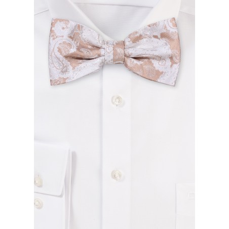 Golden Wheat and Ivory Paisley Bow Tie