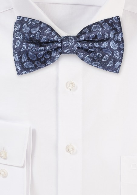 Elegant Paisley Bow Tie in Blues