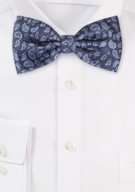 Elegant Paisley Bow Tie in Blues