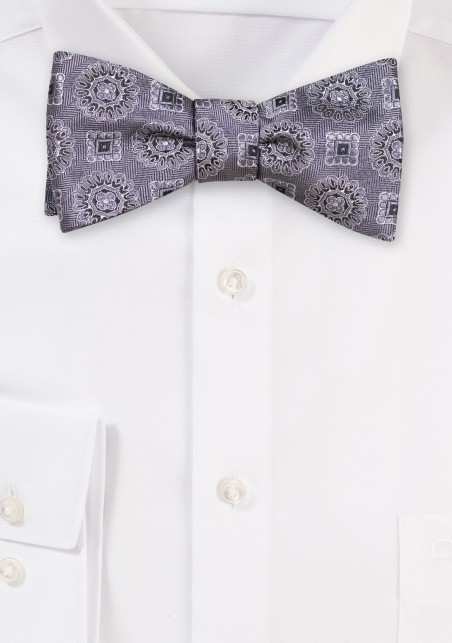 Silver Gray Medallion Bowtie