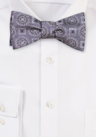 Silver Gray Medallion Bowtie