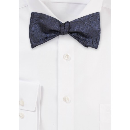 Matte Graphite Gray Floral Bowtie