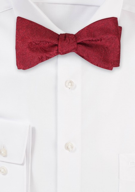 Woolen Textured Floral Bowtie in Red