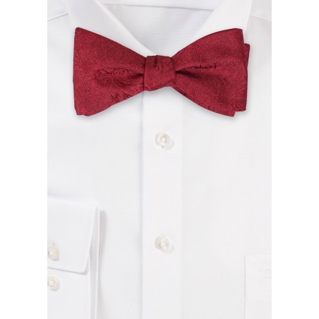 Woolen Textured Floral Bowtie in Red
