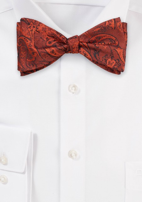 Woolen Textured Floral Bowtie in Paprika