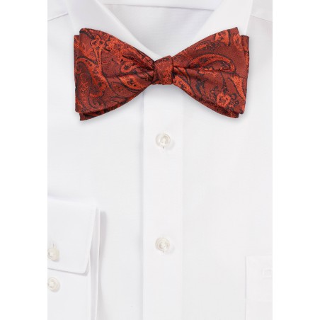 Woolen Textured Floral Bowtie in Paprika
