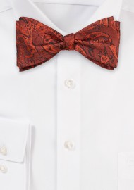 Woolen Textured Floral Bowtie in Paprika