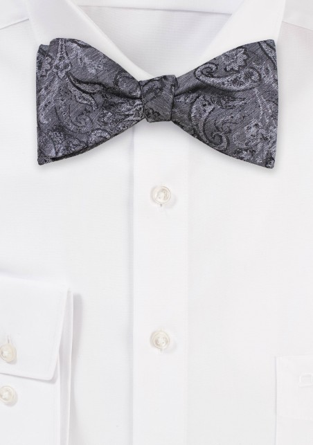 Woolen Textured Floral Bowtie in Charcoal