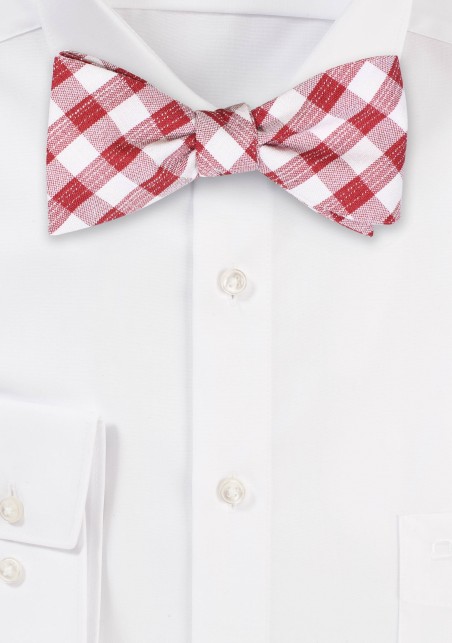 Gingham Check Bowtie in Wine and White