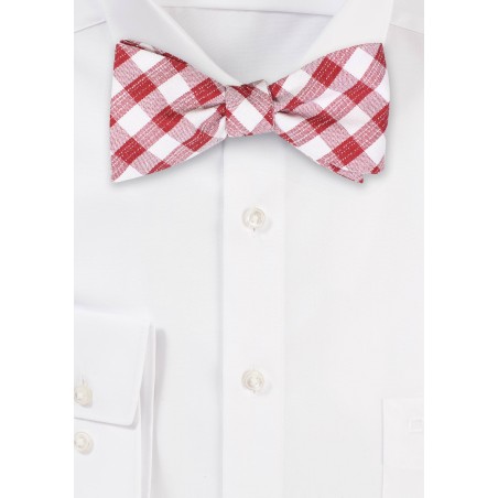 Gingham Check Bowtie in Wine and White