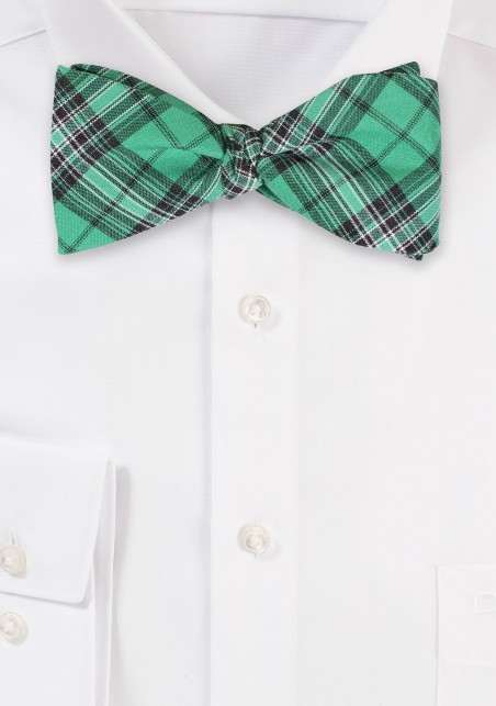 Green Bowtie with Scottish Tartan Check