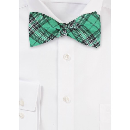 Green Bowtie with Scottish Tartan Check