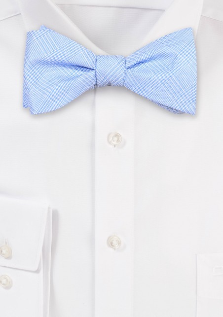 Light Blue Bow Tie with Prince of Wales Check