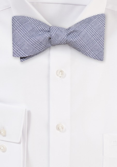 Navy Bow Tie with Prince of Wales Check