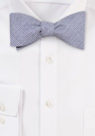 Navy Bow Tie with Prince of Wales Check