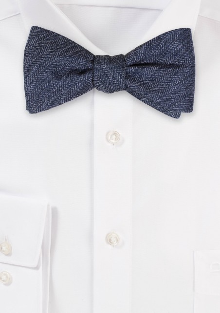 Herringbone Bowtie in Denim Blue