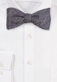 Silver Gray Herringbone Bowtie