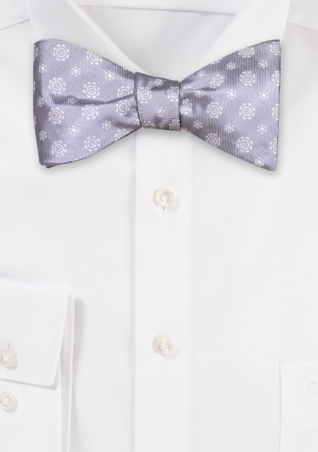 Silver Woven Designer Bow Tie