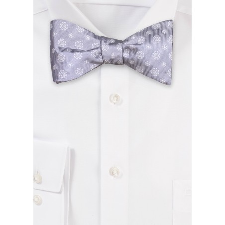Silver Woven Designer Bow Tie