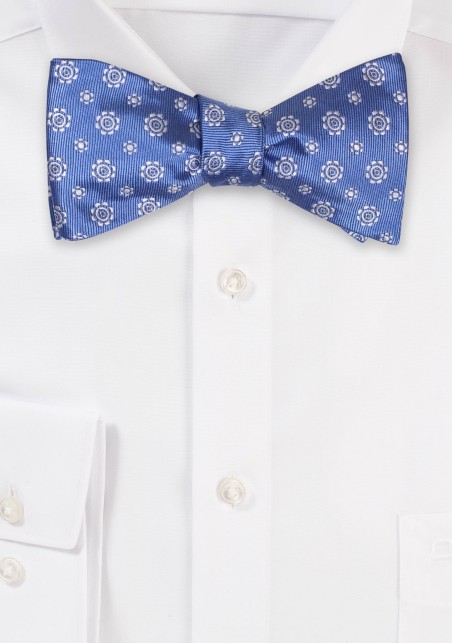 French Blue Woven Medallion Bow Tie