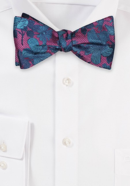 Wild Floral Bowtie in Purple and Turquoise