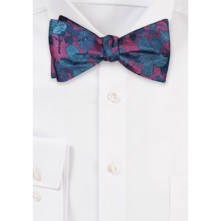 Wild Floral Bowtie in Purple and Turquoise