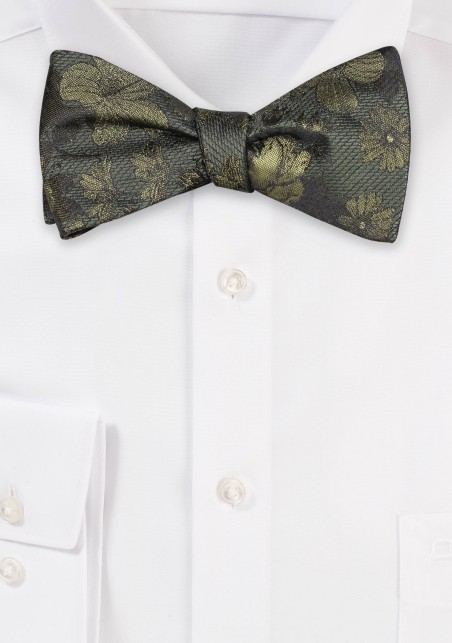 Moss Green Floral Bowtie