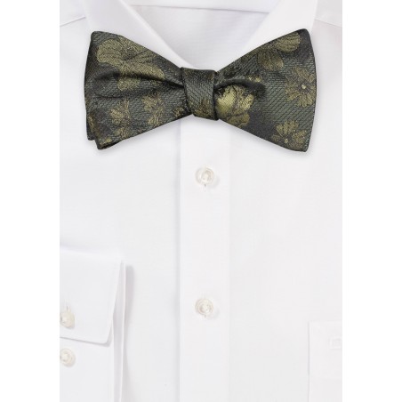 Moss Green Floral Bowtie