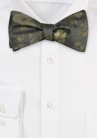 Moss Green Floral Bowtie