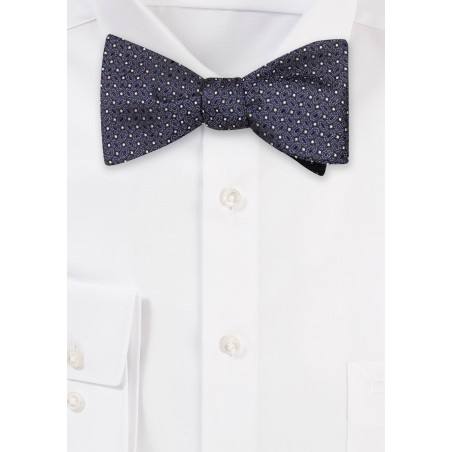 Self Tie Designer Bow Tie in Black and Silver