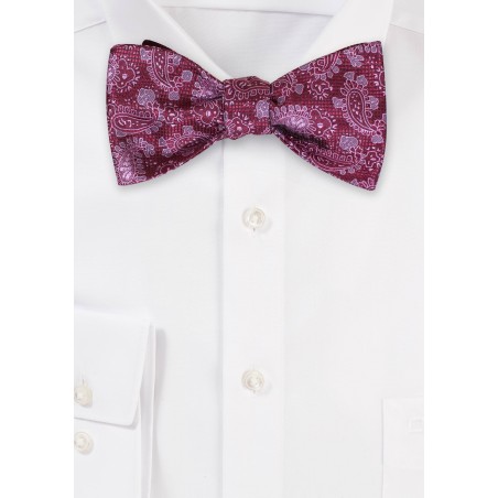 Wine Red Paisley Bowtie