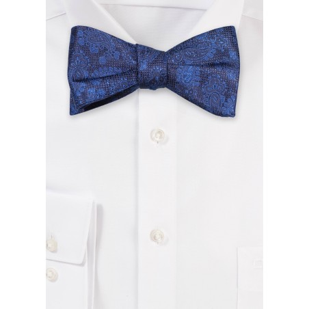 Navy Bow Tie with Paisleys