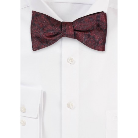 Rosewood Bowtie with Woven Paisley Design