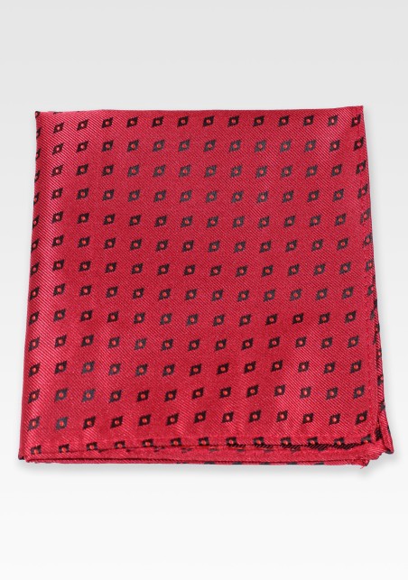Diamond Check Pocket Square in Reds