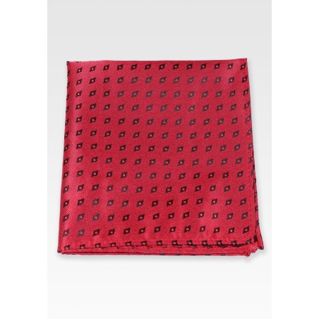 Diamond Check Pocket Square in Reds