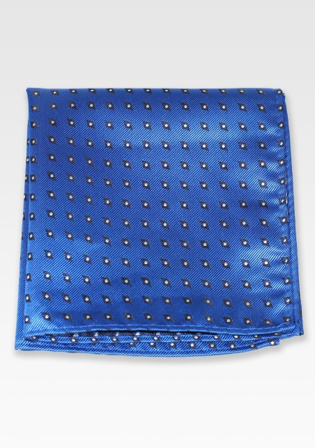 Diamond Check Pocket Square in Sapphire