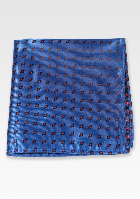 Diamond Check Pocket Square in Neptune