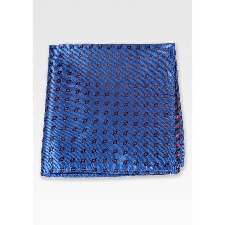 Diamond Check Pocket Square in Neptune