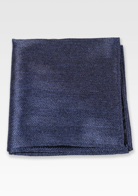Herringbone Pocket Square in Neptune Blue