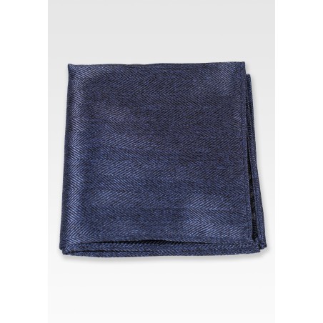 Herringbone Pocket Square in Neptune Blue