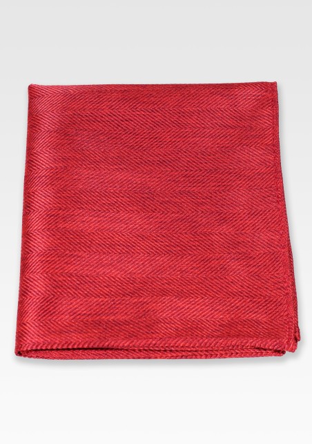 Herringbone Pocket Square in Red