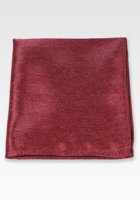 Herringbone Pocket Square in Rust