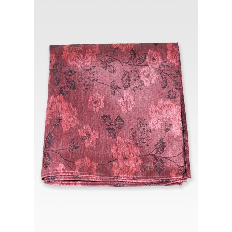 Floral Pocket Square in Washed Reds