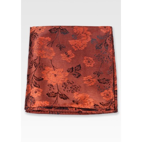 Retro Floral Pocket Square in Rust