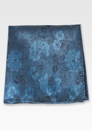 Retro Floral Pocket Square in Ink Blue