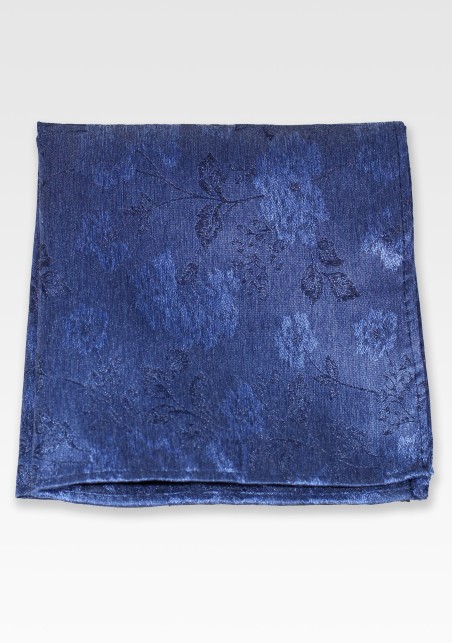 Retro Floral Pocket Square in Twilight Blue