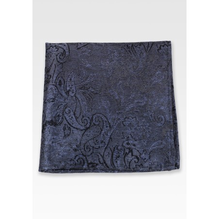 Washed Paisley Pocket Square in Graphite